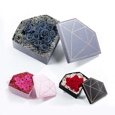 FSC Custom Printed Diamond Flower Box Χρυσό Hot Stamping Diamond Rose Box