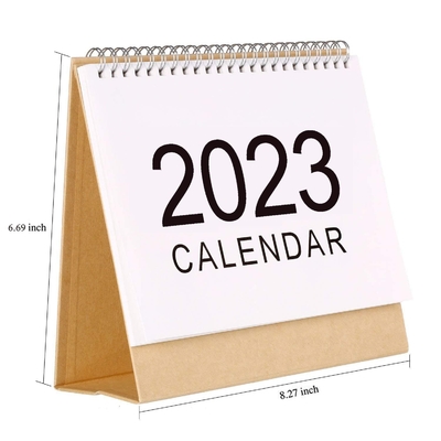 2023 Εκτύπωση Μηνιαίο Ημερολόγιο 1400gsm 1800gsm Cardboard Desk Calendar